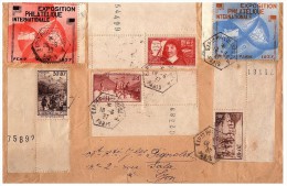 1937, LETTRE RECOMMANDE, EXPOSITION PHILATELIQUE PARIS, 12 TIMBRES ET VIGNETTES /6000 - Covers & Documents