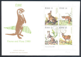 Eire Ireland 1980 Fauna Rabbit Irish Hare Lepus Timidus; Fox - Vulpes Vulpes, Red Deer - Cervus Elaphus, Stoat Mustela - Hasen