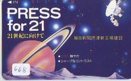 Télécarte Japon ESPACE * Phonecard JAPAN  (668) SPACE SHUTTLE * COSMOS * WELTRAUM * LAUNCHING * SATELLITE * PRESS FOR 21 - Espace