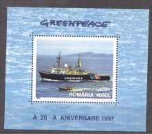 Romania 1997 Ships, Greenpeace, Perf. Sheet, MNH S.065 - Unused Stamps