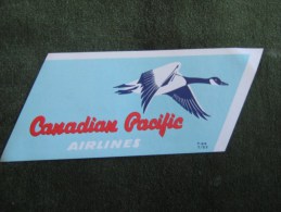 Canadian Pacific Airlines-Vintage Luggage Label,Etiquette Valise - Etichette Da Viaggio E Targhette