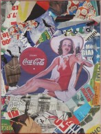 X AMA ALESSANDRO MARTINI (n. 1983) Pin Up Coca Cola. Decollage Su Tela. Cm 30x40 AUTENTICA  NO MIMMO ROTELLA - Autres & Non Classés