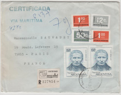 ARGENTINA - ARGENTINE - LETTER LETTRE - RACCOMANDATA CERTIFICADA RECOMMANDE - VIA MARITIMA - 1976 - Viaggiata Per Paris - Cartas & Documentos