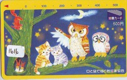 Télécarte Japon Oiseau * HIBOU (1616)  * OWL * BIRD Japan Phonecard * TELEFONKARTE * EULE * UIL * - Owls