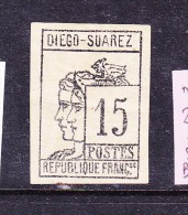 DIEGO SUAREZ N° 8 15C GRIS NOIR LITHOOGRAPHIES SIGNE BRUN NEUF AVEC CHARNIERE - Unused Stamps