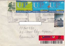 STAMPS ON REGISTERED COVER, NICE FRANKING, UPU, 2001, ARGENTINA - Lettres & Documents