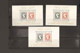 Luxemburg 1977, 125 Jahre Luxemburger Briefmarken 3 ** Blocks MNH - Blocks & Sheetlets & Panes