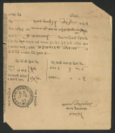 India  1890´s   KALYANPAR / B.O. / KATHIAWAR  On Post Office Money Order Receipt  # 83287  Inde Indien - 1882-1901 Impero