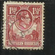 NORTHEN RHODESIA RODESIA  NORTH NORD 1938 - 1952 KING GEORGE VI 1 1/2 P CARMINE RE GIORGIO USATO USED - Nordrhodesien (...-1963)