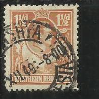 NORTHEN RHODESIA RODESIA NORTH NORD 1938 - 1952 KING GEORGE VI 1 1/2 P BROWN ORG RE GIORGIO USATO USED - Rhodésie Du Nord (...-1963)