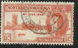 NORTHEN RHODESIA RODESIA NORD NORTH 1946 PEACE ISSUE KING GEORGE VI 1 1/2 P DEEP ORANGE PERF. 13 1/2 RE GIORGIO USED - Nordrhodesien (...-1963)