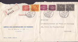 Portugal GREMIO DOS EXPORTADORES DE MADEIRAS, Registered Registrada CHIADO Lisboa Label 1953 Cover Letra BORDEAUX France - Covers & Documents