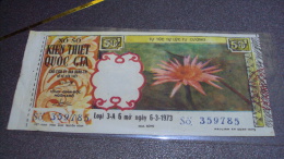 South Vietnam Lottery (50$) Issued In 1973 - Flower - Viêt-Nam