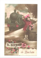 Un Bonjour De BACLAIN - Fillette, Train, Gare, Station, Statie (1799)b147 - Gouvy