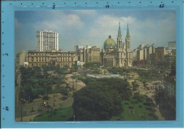 SÃO PAULO - Vista Da Praça Da Sé Com Fonte Luminosa, Forum E Catedral - BRAZIL -  Ed. Brasil Turistico N.º 04 - 2 Scans - São Paulo