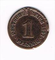 ¨ DEUTSCHES REICH  1 PFENNIG 1897 A - 1 Pfennig