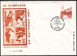 Yugoslavia 1984, Illustrated Cover "Summer Olympic Games Los Angeles 1984" W./ Special Postmark "Zagreb", Ref.bbzg - Lettres & Documents