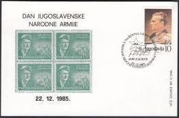 Yugoslavia 1985, Illustrated Cover "Day Of JNA" W./ Special Postmark "Zagreb", Ref.bbzg - Lettres & Documents