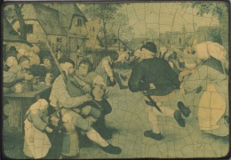 REPRODUCTION  D'un  TABLEAU DE BRUEGHEL -    Support BOIS   -   " Danse De Paysans"  - 2 Scans - Autres & Non Classés