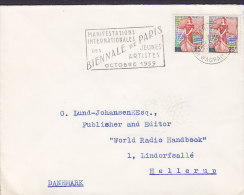 France Deluxe PARIS XVII Av. De Wagram 1959 Cover Lettre Flamme "BIENNALE De PARIS" Marianne á La Nef - 1959-1960 Marianna Alla Nef