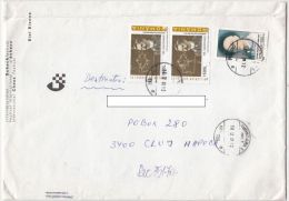 STAMPS ON COVER, NICE FRANKING, GRIGORESCU- PAINTER, MAIOR- MULTIPLE TELEPHONY, 2001, ROMANIA - Cartas & Documentos