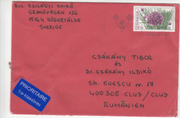 STAMPS ON COVER, NICE FRANKING, FLOWER, 2010, SWEDEN - Covers & Documents