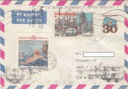 STAMPS ON COVER, NICE FRANKING, CHEMICAL FACTORY, SWIMMING, 1979, CZECHOSLOVAKIA - Briefe U. Dokumente