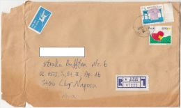 STAMPS ON REGISTERED COVER, NICE FRANKING, ARCHAEOLOGY, HEART, 1991, ISRAEL - Brieven En Documenten