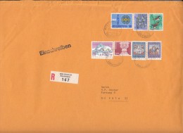 STAMPS ON REGISTERED COVER, NICE FRANKING, CABLE CAR STATION, BIRD, FLOWER, CHALICE, 1987, SWITZERLAND - Brieven En Documenten