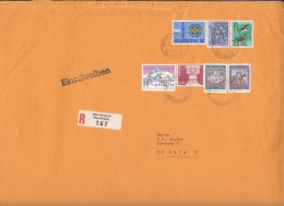 STAMPS ON REGISTERED COVER, NICE FRANKING, CABLE CAR STATION, BIRD, FLOWER, CHALICE, 1987, SWITZERLAND - Briefe U. Dokumente