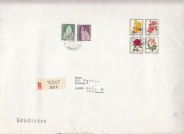 STAMPS ON REGISTERED COVER, NICE FRANKING, CHURCH, ROSES, 1987, SWITZERLAND - Storia Postale