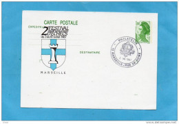 Cp Entier Postal 1,90 FR GANDON-1987 -Repiquage- 2° FESTIVAL D ECHECS 1987 -MARSEILLE - Bijgewerkte Postkaarten  (voor 1995)