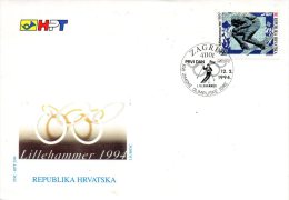 CROATIE. N°222 De 1994 Sur Enveloppe 1er Jour (FDC). J.O. De Lillehammer/Ski. - Winter 1994: Lillehammer