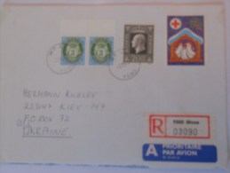 Norvege Lettre Recommande De Moss 1992 Pour Kiev - Storia Postale