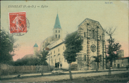 63 ENNEZAT / L'Eglise / CARTE COULEUR TOILEE - Ennezat