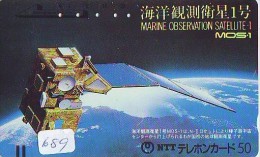 Télécarte Japon SATELLITE (689) ESPACE *  MOS-1 * TERRESTRE * MAPPEMONDE * TELEFONKARTE * Phonecard JAPAN * - Espace