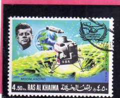 EMIRATI ARABI UNITI - UNITED ARAB EMIRATES RAS AL KHAIMA 1969 KENNEDY MEMORIAL DEATH SPACE MOONLANDING USED USATO MNH - Ra's Al-Chaima