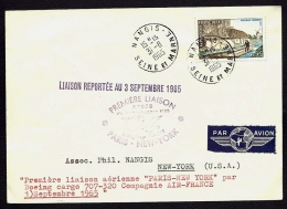 LETTRE DU VOYAGE INAUGURAL  DU PAQUEBOT "FRANCE"- LE HAVRE-NEW YORK- CAD ILLUSTRÉ SUR  PAIRE N°1325- 2 SCANS - Schiffspost