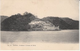 Santos Brasil Brazil, Fortaleza E Entrada Da Barra Fort At Harbor Entrance, C1900s/10s Vintage Postcard - São Paulo