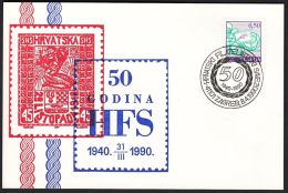 Yugoslavia 1990, Illustrated Card "50 Years Of Croatian Philatelic Sociaty"  W./ Special Postmark "Zagreb", Ref.bbzg - Briefe U. Dokumente