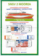 Polynésie / Tahiti / Bateau De Transport De Passagers "SNGV 2 Moorea Terevau" / Consignes De Sécurité / Safety Card - Altri & Non Classificati