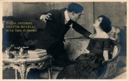 ATTORI CINEMA  MARIA JACOBINI E AMLETO NOVELLI NEL FILM " LA CASA DI VETRO " 1920 - Attori