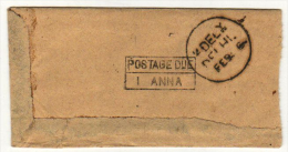 India  1900's  DRLHI 1 ANNA / POSTAGE DUE  Small Cover # 83350  Inde Indien - 1882-1901 Imperium