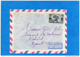 MARCOPHILIE-lettre-cote D'ivoire Pour Françe-cad M'BAHIAKRO Cachet Bleu 1956--timbreAOF N°53 Rotary - Covers & Documents