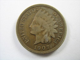 US USA  1 ONE CENT INDIAN HEAD  1907   COIN NICE GRADE   LOT 30 NUM 16 - 1859-1909: Indian Head