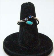 Bijoux Bague Argent Massif Ajustable Turquoise Et Petits Saphirs ? - Anelli