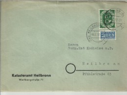 ALEMANIA CC SELLO BASICA Y NOTOPFER MAT HEILBRONN 1952 - Lettres & Documents