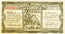 BILLETE LOCAL GUERRA CIVIL 10  CTS CONSELL MUNICIPAL DE GANDESA - Otros & Sin Clasificación