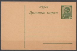 Germany Occupation Of Serbia - Serbien Postal Stationery Card - Occupazione 1938 – 45