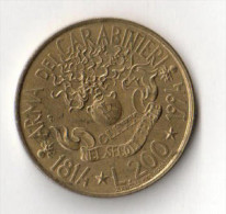 Pièce : Italie, 200 Lires, 1994 (Arma Dei Carabinieri) - 200 Liras